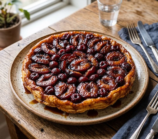 Plum, Cherry and Five Spice Tarte Tatin
