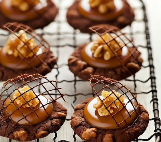 Chocolate Walnut Caramel Biscuits