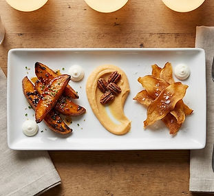 Soy Glazed Sweet Potato with Miso and Lime Crème Fraîche