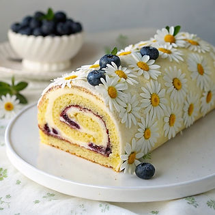 Lemon Blueberry Daisy Swiss Roll