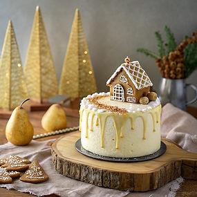 Stem Ginger Cake with Poached Pears