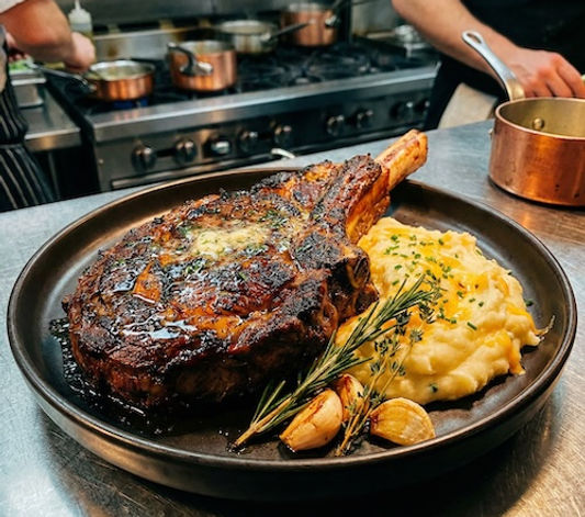Christmas Ribeye with Cheesy Potatoes