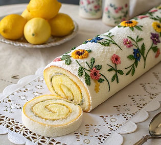 Embroidered Lemon Swiss Roll