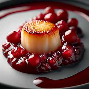 Seared Scallop with Cranberry Hot Sauce