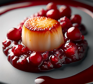 Seared Scallop with Cranberry Hot Sauce