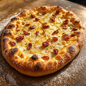 Tomato, garlic and Parmesan flatbread