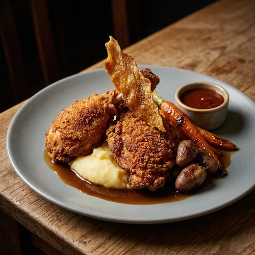 Spiced Fried Chicken with Malt Gravy
