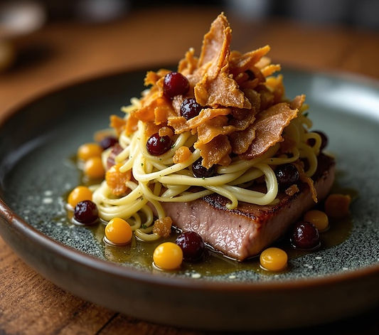 Flat Iron with Kohlrabi and Gooseberries