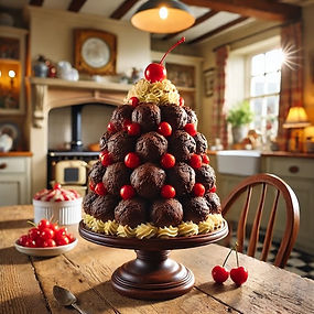 Chocolate, Kirsch and Cherry Croquembouche