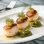 Dill Pickle Seared Scallops with Dill Pickle Beurre Blanc photo