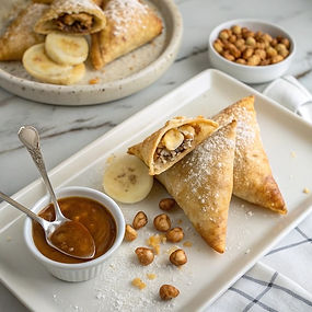 Banana and Caramelized Hazelnut Samosas
