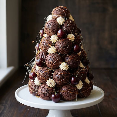 Chocolate, Kirsch and Cherry Croquembouche