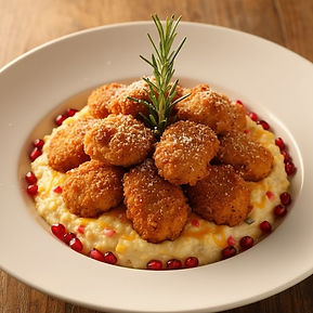 Buffed Chicken with Cheesy Rainbow Grits