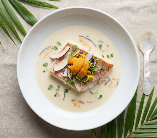 Strawberry Snapper with Vanilla Coconut Broth