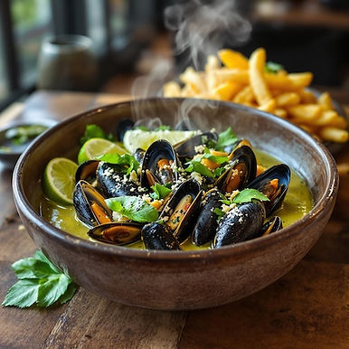 Thai Green Curry Moules Frites