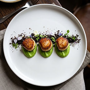 Seared Scallops, Pea Puree
