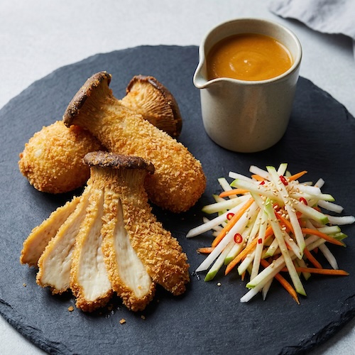 King Oyster Mushroom Katsu Curry with Radish and Apple Slaw