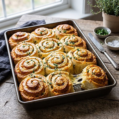 Black Bomber Cheesy Garlic Chelsea Buns