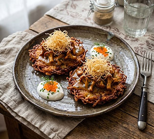Sauerkraut Latkes & Chanterelles