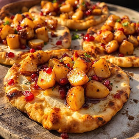Garlic and pomegranate pitas with potato