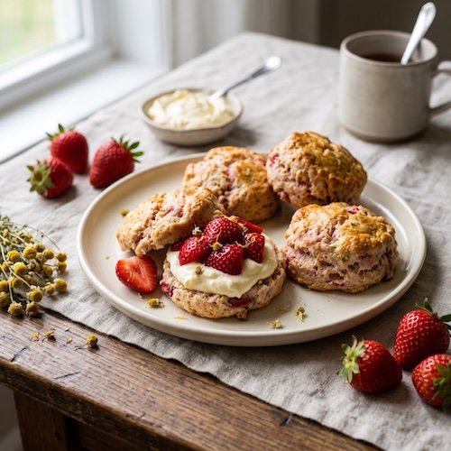 Easy Strawberry and Chamomile Scones
