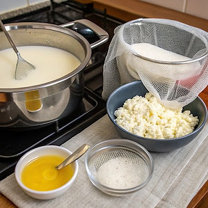 Making Fresh Curd Cheese