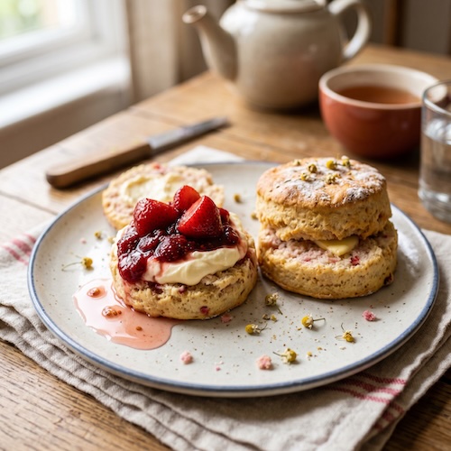 Strawberry and Chamomile Scones