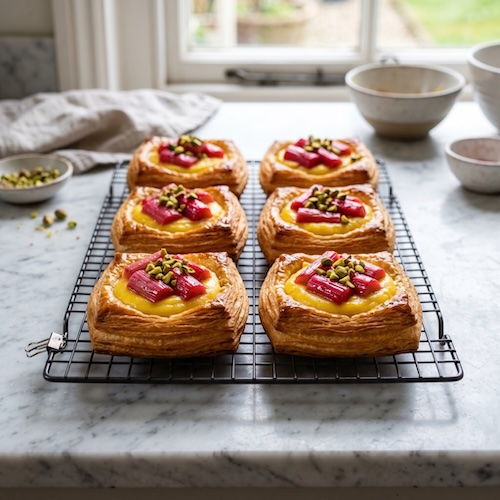 Rhubarb and Saffron Danish Pastry