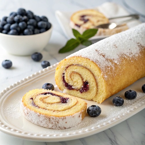 Lemon and Blueberry Swiss Roll