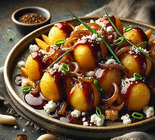 Poutine with Jamaican Browning