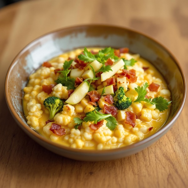 Cheddar and Goat Cheese Popcorn Grits