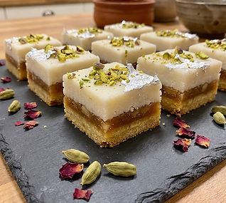 Cardamom and Coconut Burfi Traybake