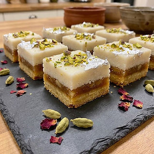 Cardamom and Coconut Burfi Traybake