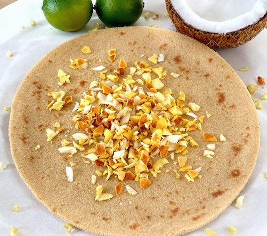 Toasted coconut and lime rotis