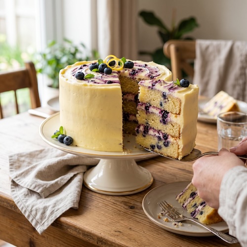 Easy Lemon and Blueberry Layer Cake