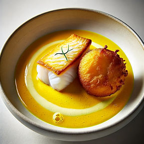 Poached Dorado with Yucca Fritter 