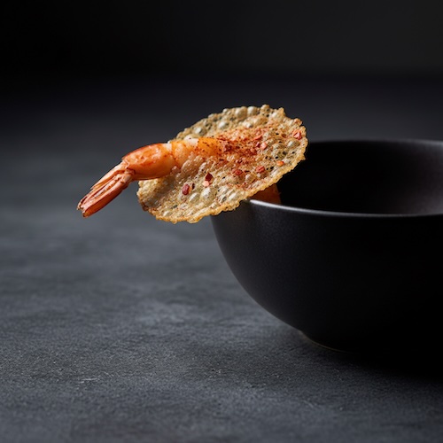 Tortilla-Pressed Prawn Rice Cracker