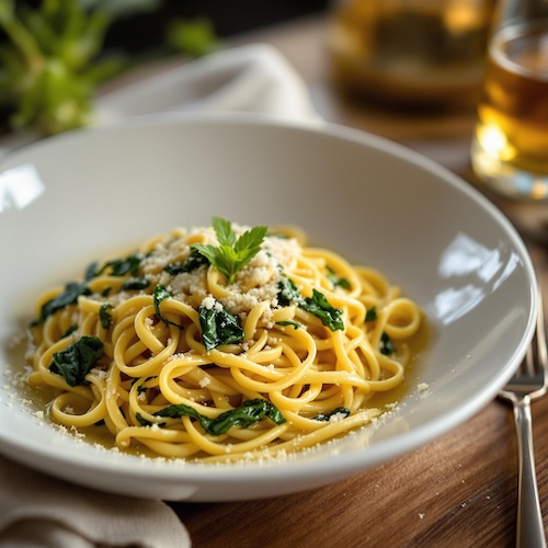 Saffron Infused Fettuccine with Fennel Leek Cream Sauce