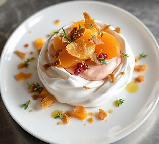 Pomegranate and Toasted Rice Meringue Nests