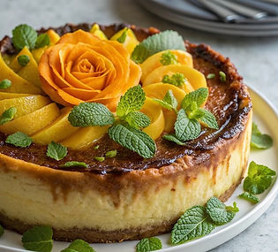 Lime and Passion Fruit Basque Cheesecake