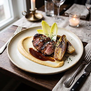 Brandied Pork Shoulder with Pignoli Puree