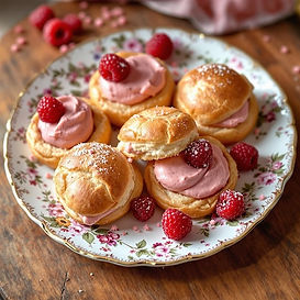 Raspberry Ripple Choux Buns