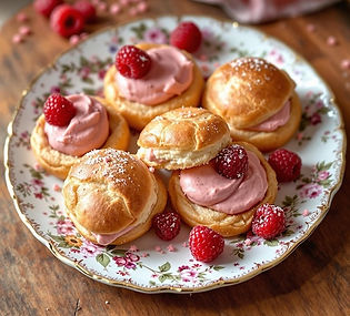 Raspberry Ripple Choux Buns