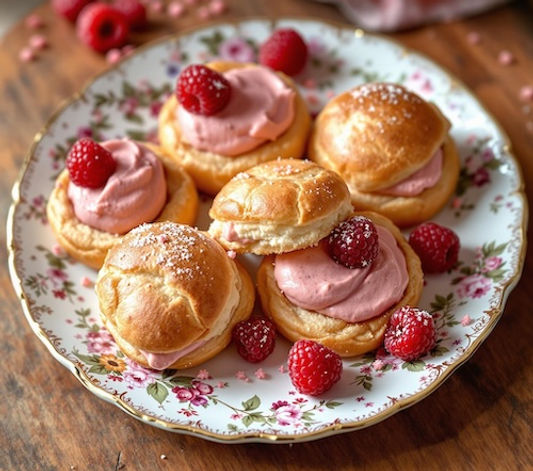 Raspberry Ripple Choux Buns