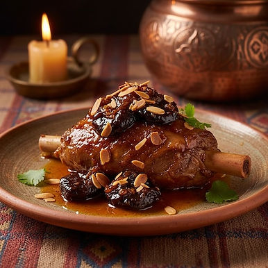 Moroccan-style braised lamb shank