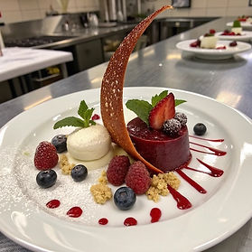 Deconstructed Cheesecake with Bacon Tuile