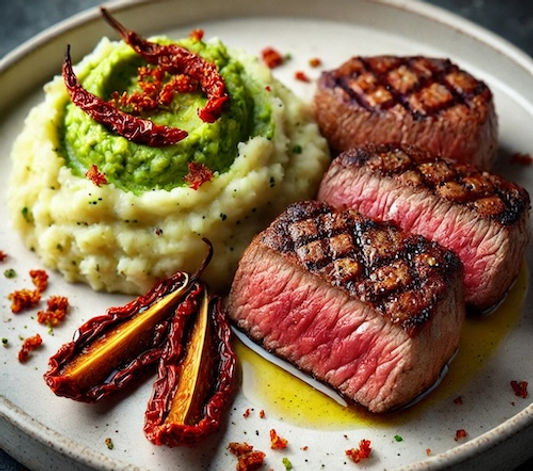 Seared Wagyu with Goat Cheese Mash