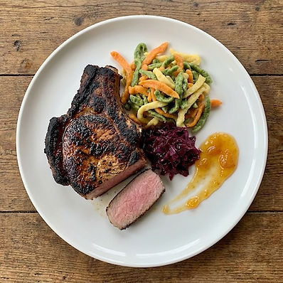 Charcoal Pork Chop with Spaetzle