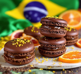 Chocolate Brigadeiro with Blood Orange Macaron