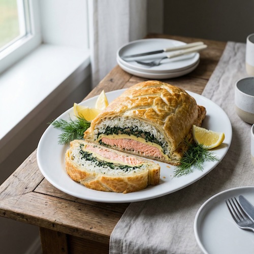 Salmon Wellington with Quark Pastry